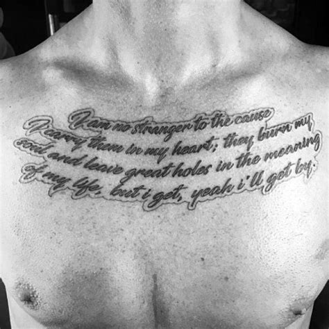 50 Chest Quote Tattoo Designs For Men Phrase Ink Ideas