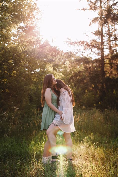 Lesbian Couple Romancing In Forest During Summer 1 Photograph By Cavan Images Pixels