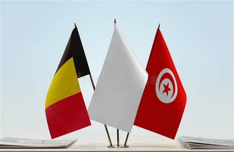 Drapeaux De La Belgique Et De La Tunisie Image Stock Image Du
