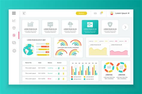 Dashboard Admin Panel Vector Design Template With Infographic Elements