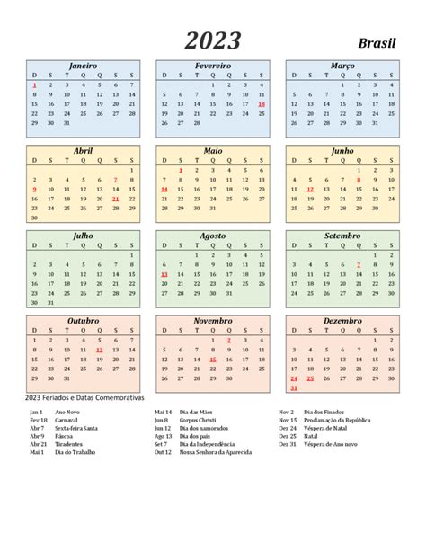 Calendário 2023 Com Feriados