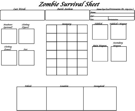 My Zombie Survival Sheet By Angelazula15 On Deviantart
