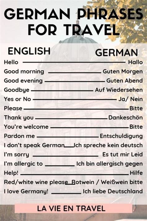Germany Travel German Phrases With Pronunciation Germany Vacation