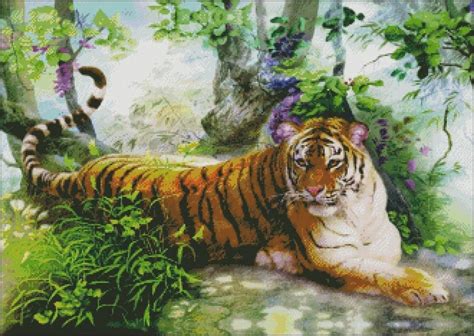 Single Tiger Counted Cross Stitch Patterns Printable Chart Etsy