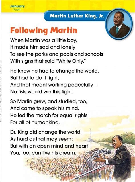Martin Luther King Peace Poem Martin Luther King Jr Januarymartin