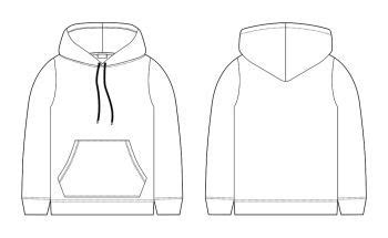 image details ist fashion technical sketch  men hoodie mockup template hoody