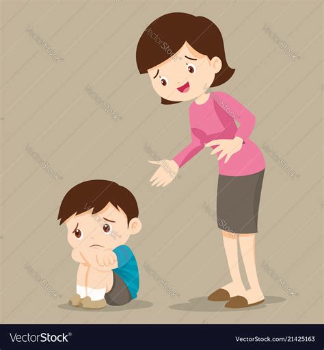 Mother Comforting Sad Boy Grieving Royalty Free Vector Image