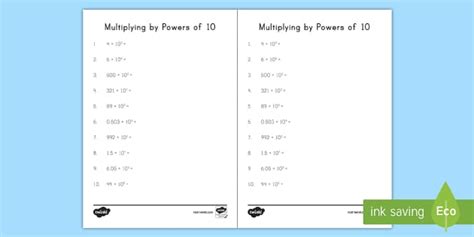 Multiplying By Powers Of 10 Worksheet Worksheet
