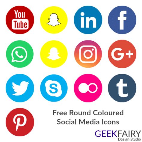 Free Coloured Round Social Media Icons Geek Fairy Design Studio