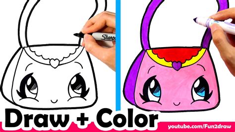how to draw a purse cute easy fun2draw