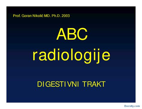 Radiologija Digestivnog Trakta Slajdovi Radiologija Medicina 1