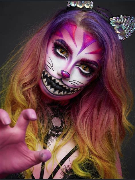 Pin By Mary Aaron On Halloween Costumes Cheshire Cat Makeup Alice In