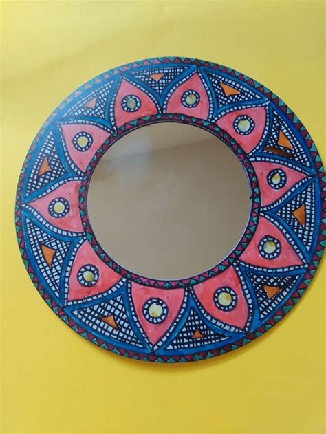Madhubani Painted Mirror Mirror Painting Mosaic Art Madhubani Painting