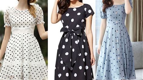 Outstanding Stylish Polka Dots Print Skater Dresses Design2020knee