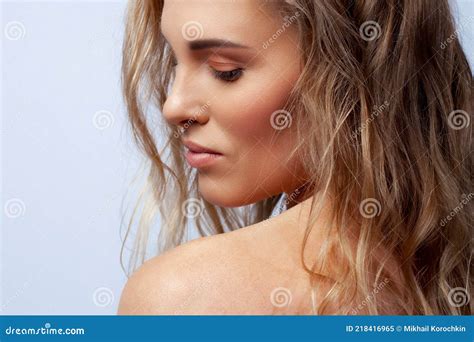 Beautiful Blonde With Wavy Hair Close Up Stock Image Image Of