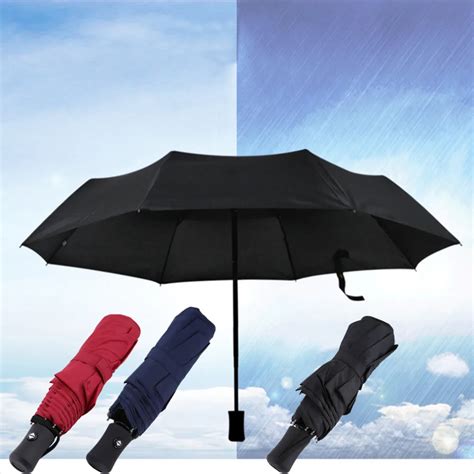 Full Automatic Umbrella Rain Women Men Windproof 3 Folding Light