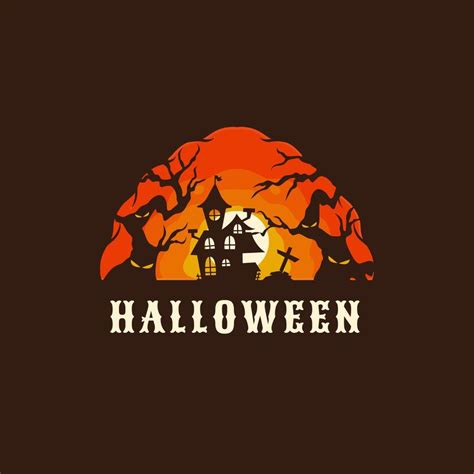 House And Dry Tree Halloween Spooky Logo Design Template 14797227
