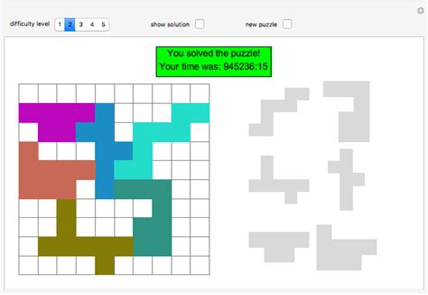 Tiling Polyominoes Game Wolfram Demonstrations Project