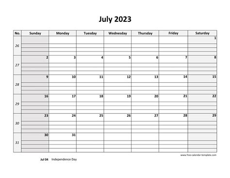 July 2023 Printable Calendar With Lines Mobila Bucatarie 2023