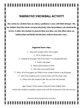 Narrative Snowball Activity Multiple Attempts To Solve TpT