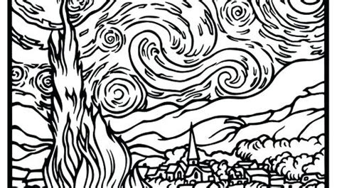 Simple free vincent van gogh coloring page to print and color. The best free Starry night coloring page images. Download ...