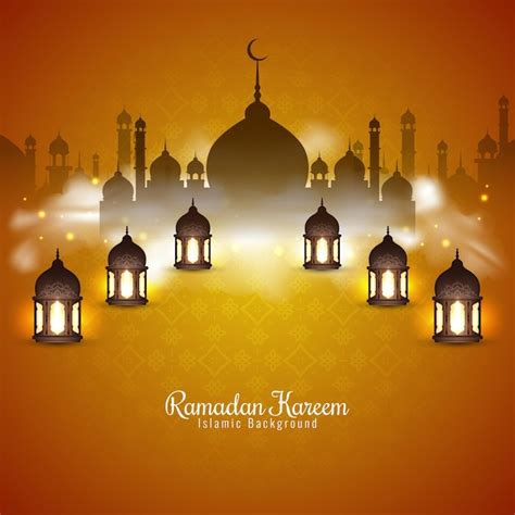 Fondo Del Festival Ramadán Kareem Con Linternas Vector Gratis