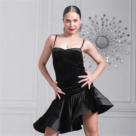 Black Velvet Latin Dance Costumes For Women Salsa Dress Latina Dress