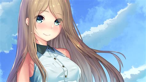 Download 1920x1080 Anime Girl Blonde Clouds Cute