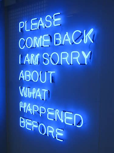 Please Come Back Neon Light By Tim Etchells On Display