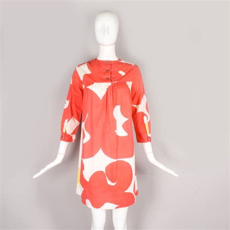 1960s marimekko cotton smock dress with abstract print ebth