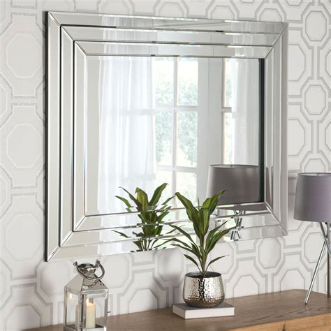 Contemporary Silver Mirrored Wall Mirror Contemporary Wall Mirrors