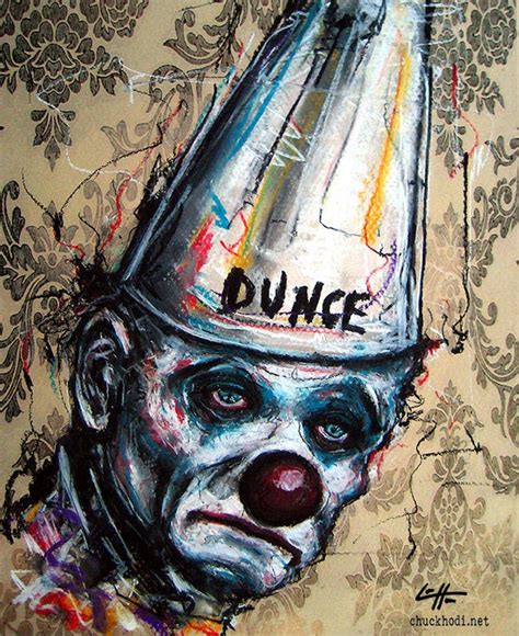 Sad Clown Original Drawing Dunce Cap Tears Crying Lowbrow