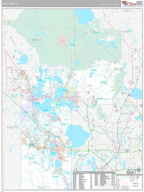 Lake County Fl Wall Map Premium Style By Marketmaps