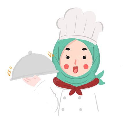 Gambar Kartun Chef Muslim Di Hijab Chef Muslim Tudung Memasak PNG