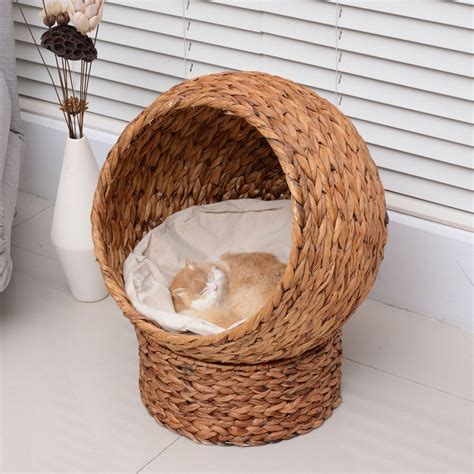 20 Natural Braided Elevated Cat Bed Basket House Chair Sofa Brown