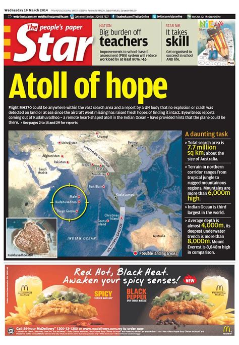 All newspapers list of malaysia: Malaysia's Star fixates on notion that Flight 370 ended up ...
