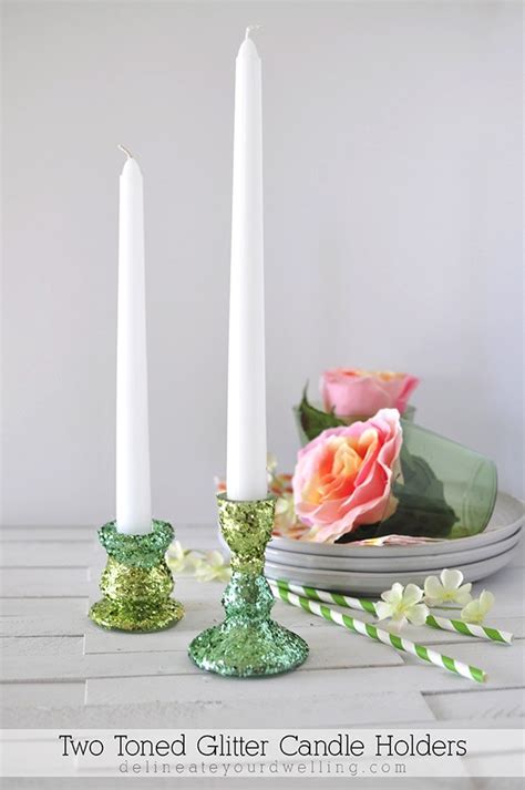 Diy Two Toned Glitter Candle Holders