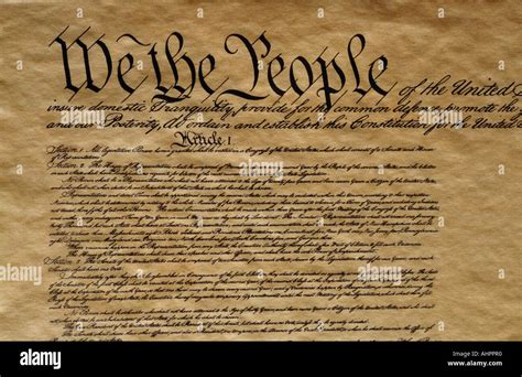 Close Up Of The United States Constitution Stock Photo Alamy