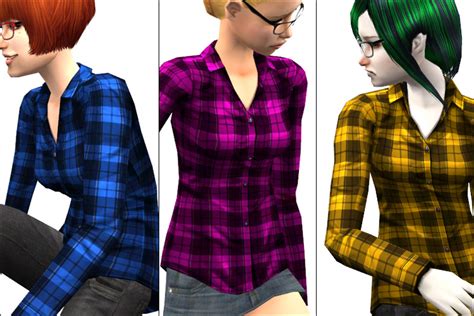 Mod The Sims Flannel Shirts 6 Colors Tops For Yfaf And Tf