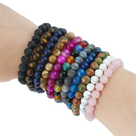 Fashion Multi Color Volcanic Rock Beads Bracelet Elastic Rope Nature