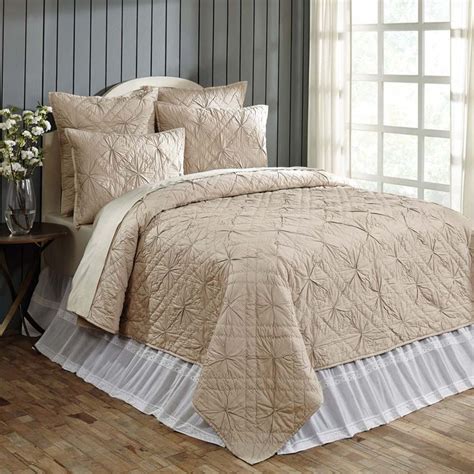 Aubree Taupe Quilts Farmhouse Bedding Simple Bed King Quilt