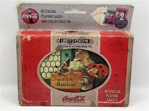 Vintage Coca Cola Decks Santa Claus Christmas Playing Cards In Tin Unused Picclick