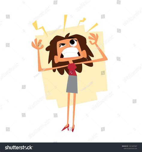 Angry Woman Gritting Her Teeth Rage Stock Vector Royalty Free