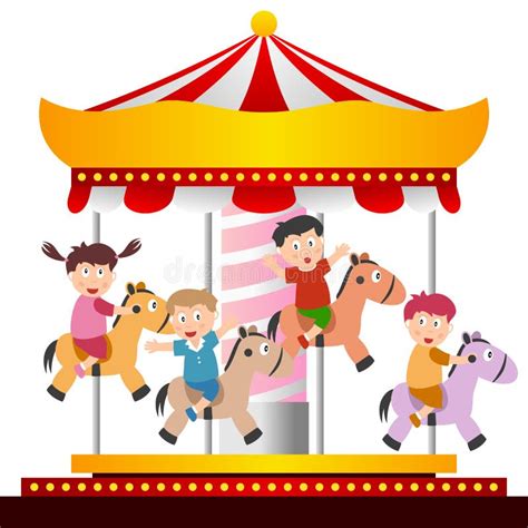 Kids On The Carousel Stock Vector Illustration Of Graphic 25515224