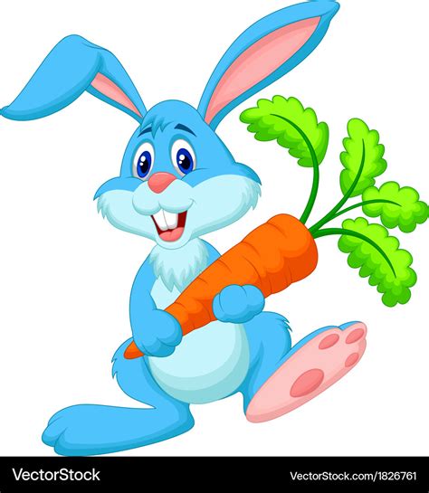Happy Rabbit Cartoon Holding Carrot Royalty Free Vector