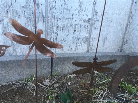 Copper Dragonfly Garden Stakes Etsy
