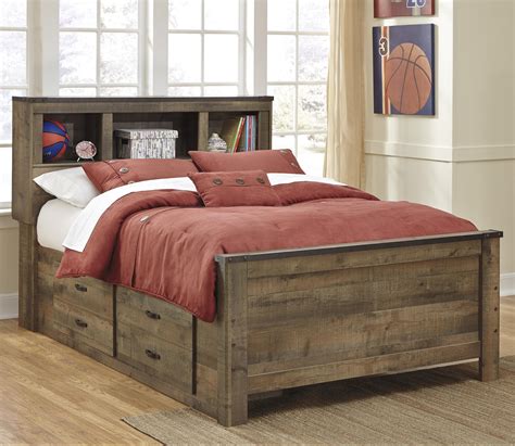 Signature Design By Ashley Trinell B446 658450b100 12 Rustic Look Full Bookcase Bed With