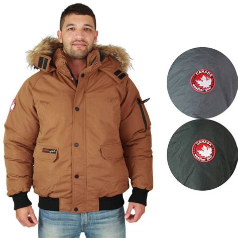 Nice Canada Climate Gear Maless Fake Goose Down Bomber Jacket Coat