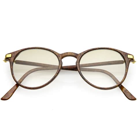 True Vintage Horn Rimmed Round Eyeglasses Metal Accents Clear Lens 46m Sunglassla