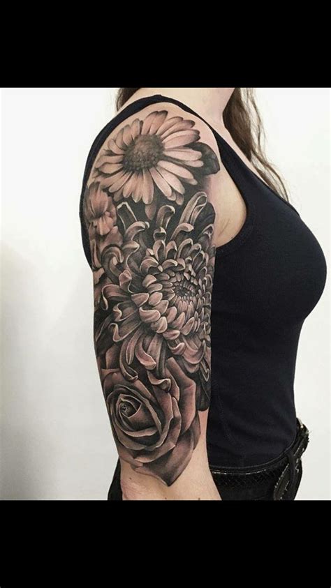 Image Result For Black And Grey Floral Half Sleeve Tattoos